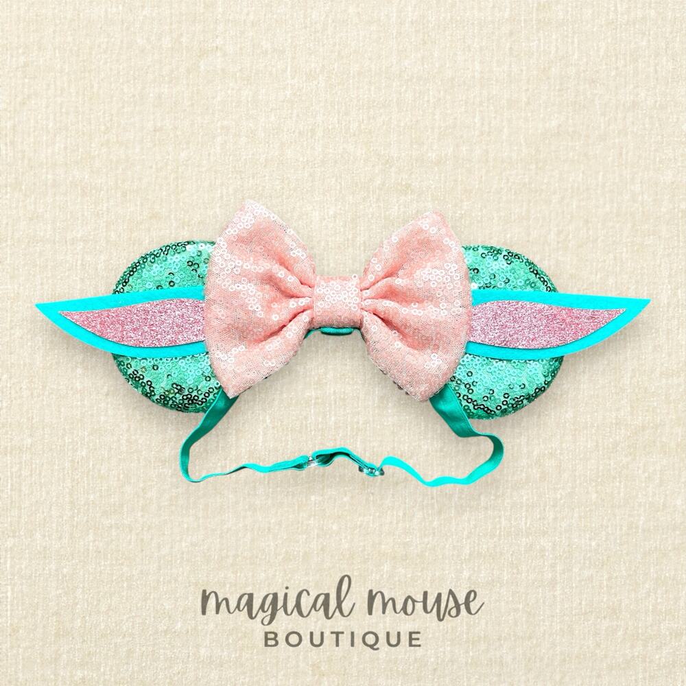 Elastic Grogu Baby Yoda The Mandalorian Minnie Ears | Disney-Inspired Mouse Ears
